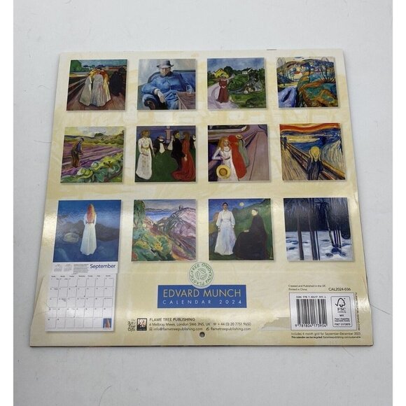 Edvard Munch Wall Calendar 2024 Art Calendar by Flame Tree Studio English Sealed - Picture 2 of 5